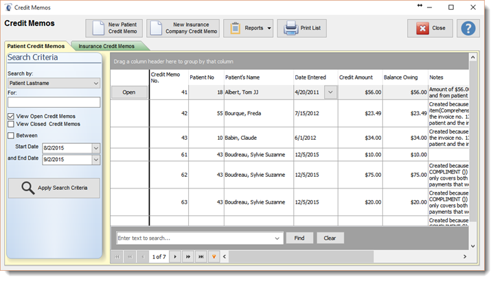 CreditMemoList