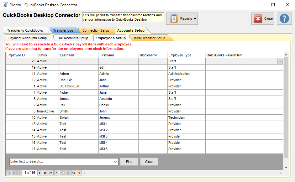 QB Desktop Employees Accounts Setup
